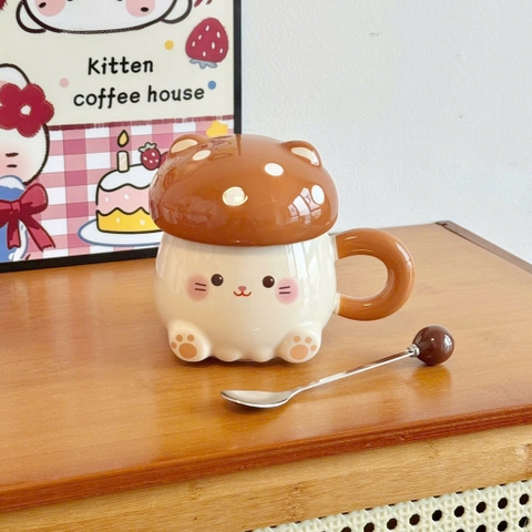 Ly cốc sứ thú nắp nấm