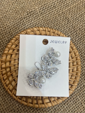 Cài áo 3 bướm đính đá 2 hạt ngọc 0890MH