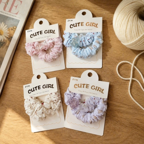 Set 2 cột tóc charm sao nơ