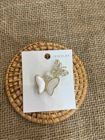 Cài áo 2 bướm vàng hạt ngọc 1120MH