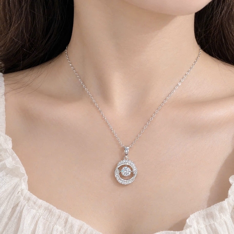 Dây chuyền xi 925 vòng tròn đá