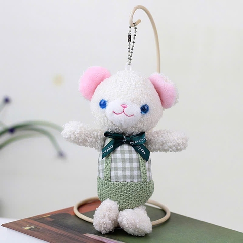 Móc khoá gấu áo caro
