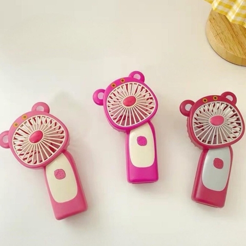 Quạt sạc mini gấu dâu PO