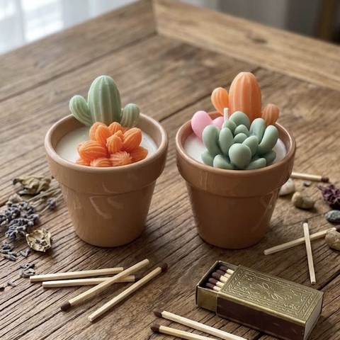 Nến thơm chậu sen đá mini