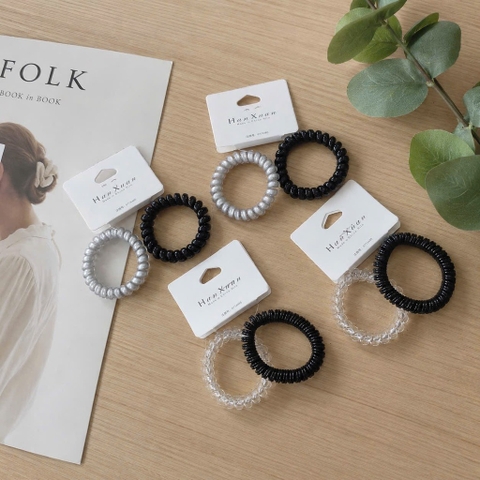 Set 2 cột tóc lò xo trắng đen