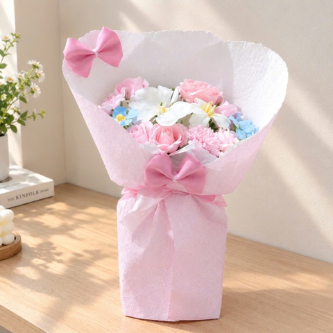 Bó hoa sáp thơm giấy vân xé