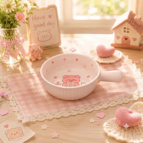 Thố tay cầm Hello Pig