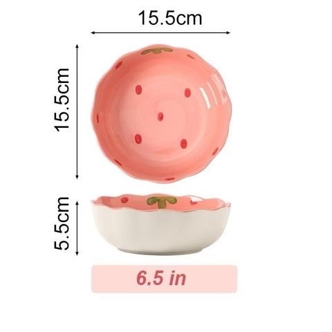 Thố dâu tây viền sóng 6.5in