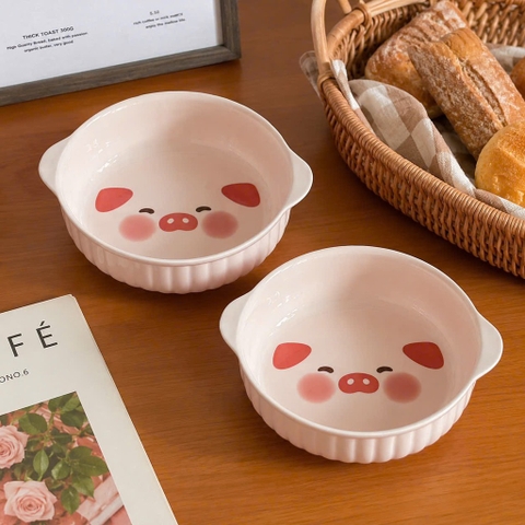 Thố sứ 6in có tai Happy Pig