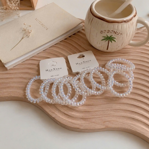 Set 3 cột tóc lò xo trắng
