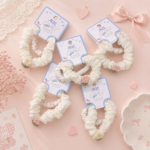 Set 2 cột tóc ren lỗ đính hoa
