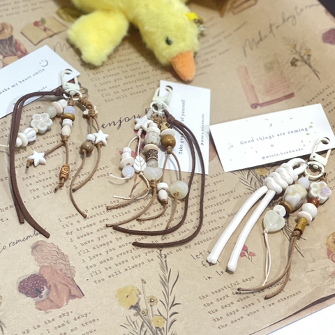 Móc khoá mix dây hạt gỗ handmade