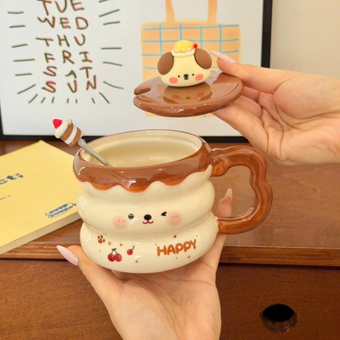 Ly cốc sứ Happy muỗng ngọn nến