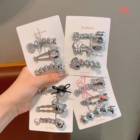 Set 3 kẹp mái bạc phối hồng