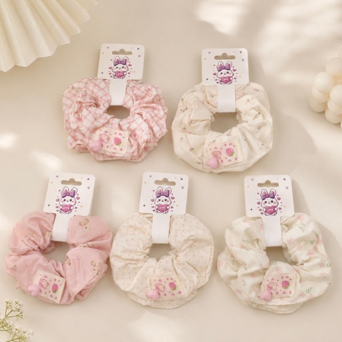 Set 2 scrunchies tim hồng