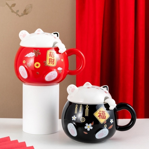 Ly cốc sứ mèo thần tài