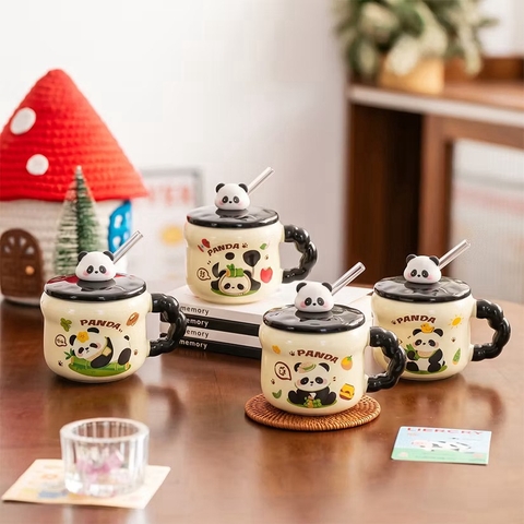Ly cốc sứ gấu trúc quai bi