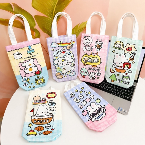 Túi đựng bình nước vải cute KH