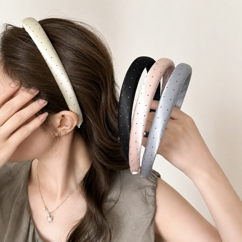 Cài tóc xốp lụa chấm bi