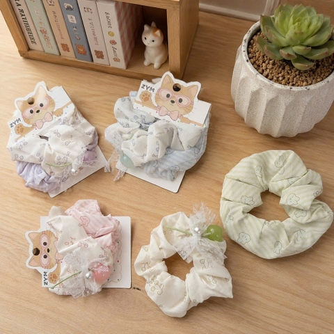 Set 2 scrunchies cherry nơ ngọc