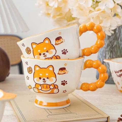 Ly cốc sứ Shiba quai bi