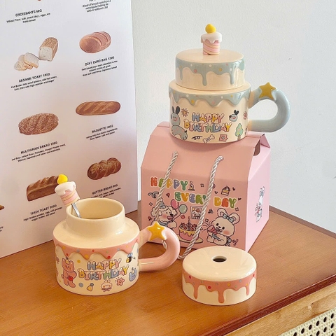 Ly cốc sứ bánh sinh nhật 2 tầng