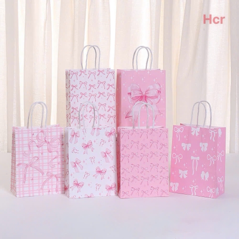 Túi quà giấy nơ hồng 21x15x8,5cm