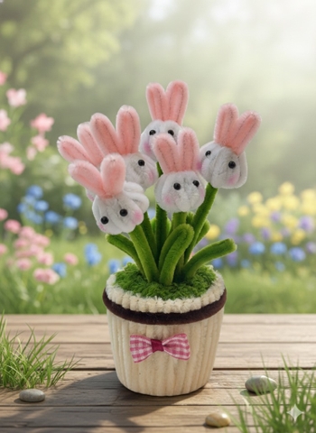 Chậu thỏ hoa kẽm nhung