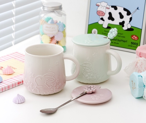 Ly cốc sứ thỏ hoa chìm LA