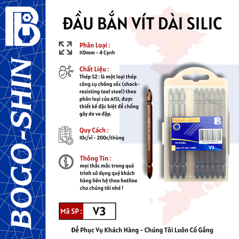 Đầu Bắn Vít Dài Silic 110mm Bogo-Shin