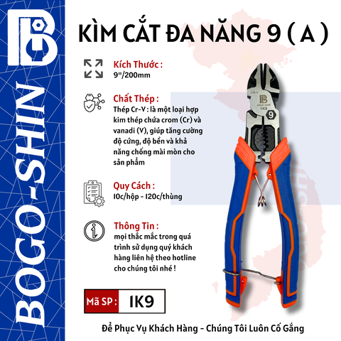 Kìm Cắt Đa Năng ( A ) 9"/200mm Bogo-Shin