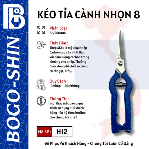 Kéo Tỉa Cành Nhọn 8x200mm Bogo-Shin
