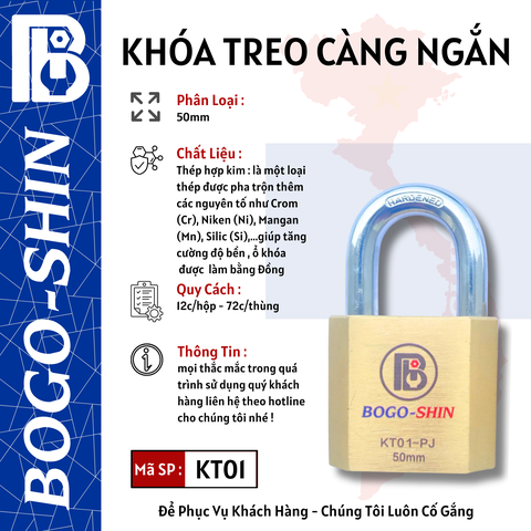 Khóa Treo Càng Ngắn 40mm & 50mm & 60mm Bogo-Shin