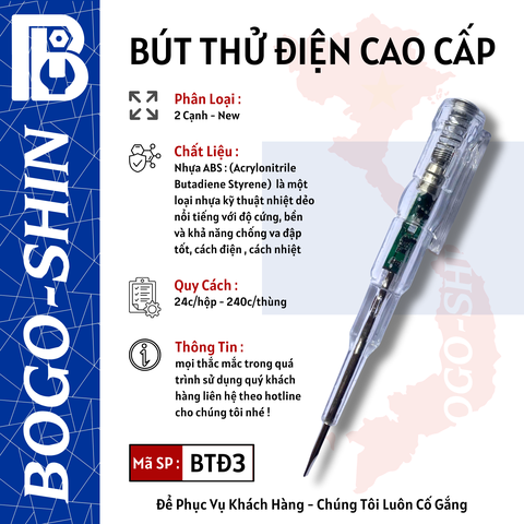 Bút Thử Điện Cao Cấp 2  Cạnh New Bogo-Shin