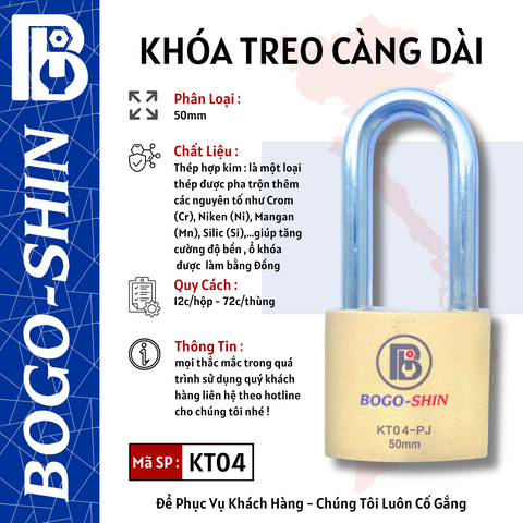 Khóa Treo Càng Dài 50mm & 60mm Bogo-Shin