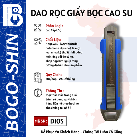 Dao Rọc Giấy Bọc Cao Su Cao Cấp Bogo-Shin