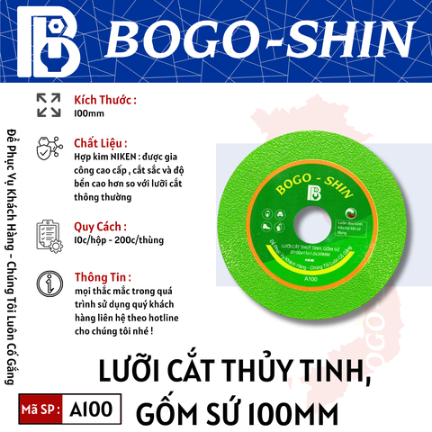 Lưỡi Cắt Thủy Tinh, Gốm Sứ 100mm Bogo-Shin