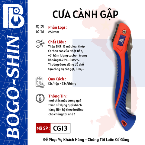 Cưa Cành Gập 250mm Bogo-Shin