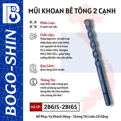 Mũi Khoan Bê Tông BOGO-SHIN Cao Cấp 2 Cạnh