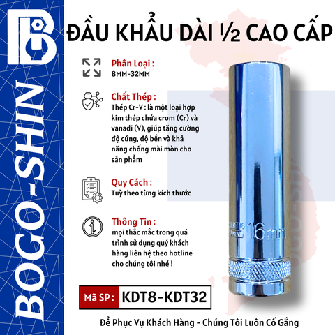 Đầu Khẩu Dài 1/2 Cao CấpBOGO-SHIN 8mm - 32mm
