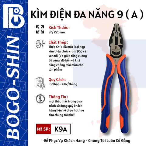 Kìm Điện Đa Năng BoGo-Shin (A) 9x225mm