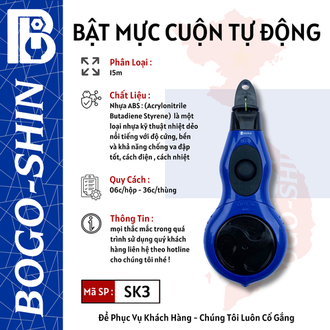 Bật Mực Cuộn Tự Động 15m Bogo-Shin
