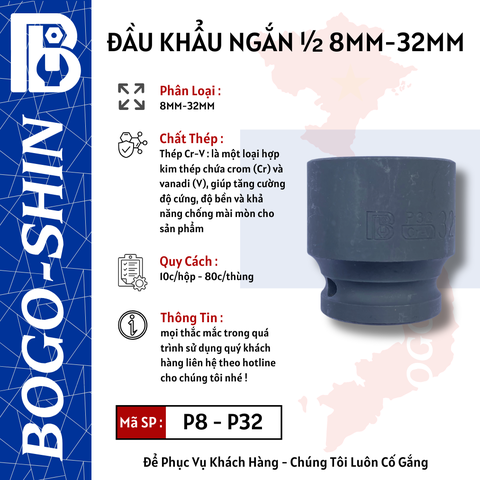 Đầu Khẩu 1/2 BOGO-SHIN 8 - 16mm