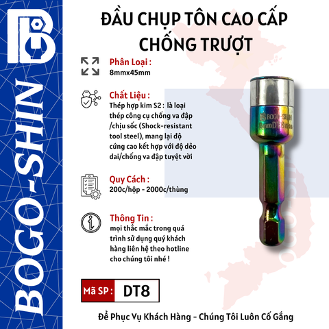 Đầu Chụp Tôn Chống Trượt Cao Cấp Bogo-Shin 8mm