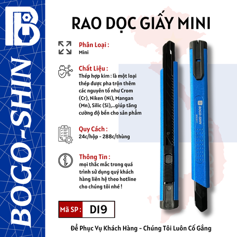 Dao Rọc Giấy Mini Cao Cấp 9mm BOGO-SHIN