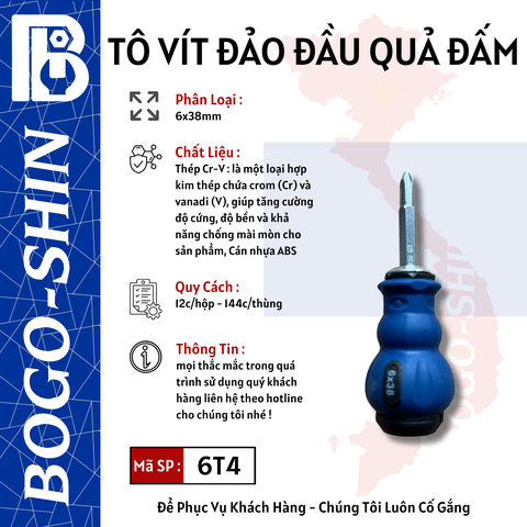 Tô Vít Đảo Đầu Quả Đấm 6x38mm Bogo-Shin