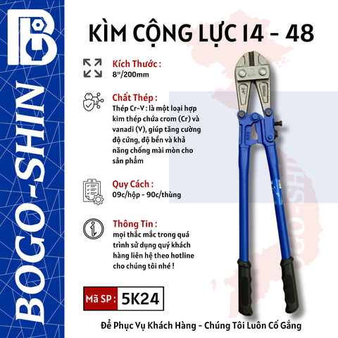 Kìm Cộng Lực 8"/200mm - 48"/1200mm Bogo-Shin