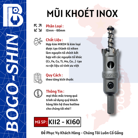 Mũi Khoét Inox 12mm - 60mm Bogo-Shin