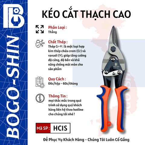 Kéo Cắt Thạch Cao Thẳng Cao Cấp Bogo-Shin