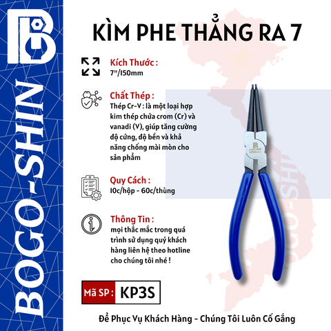 Kìm Phe Thẳng Ra & Vào 7"/175mm và 9"/255mm Bogo-Shin